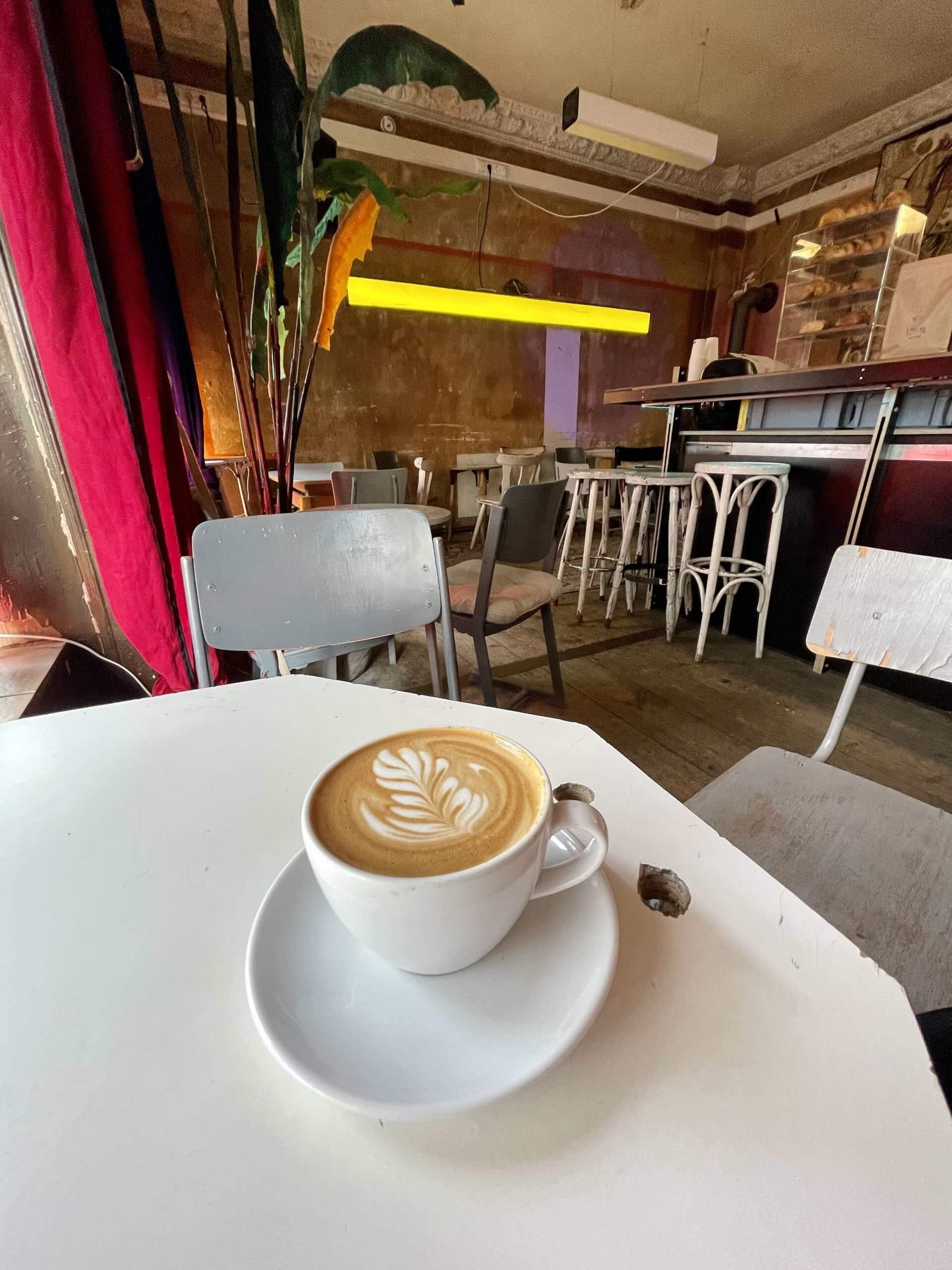 A coffee at a table at Ketori Coffee